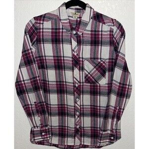 WoolRich Western Plaid Button Down Shirt Women Sz Med. Purple/Off White